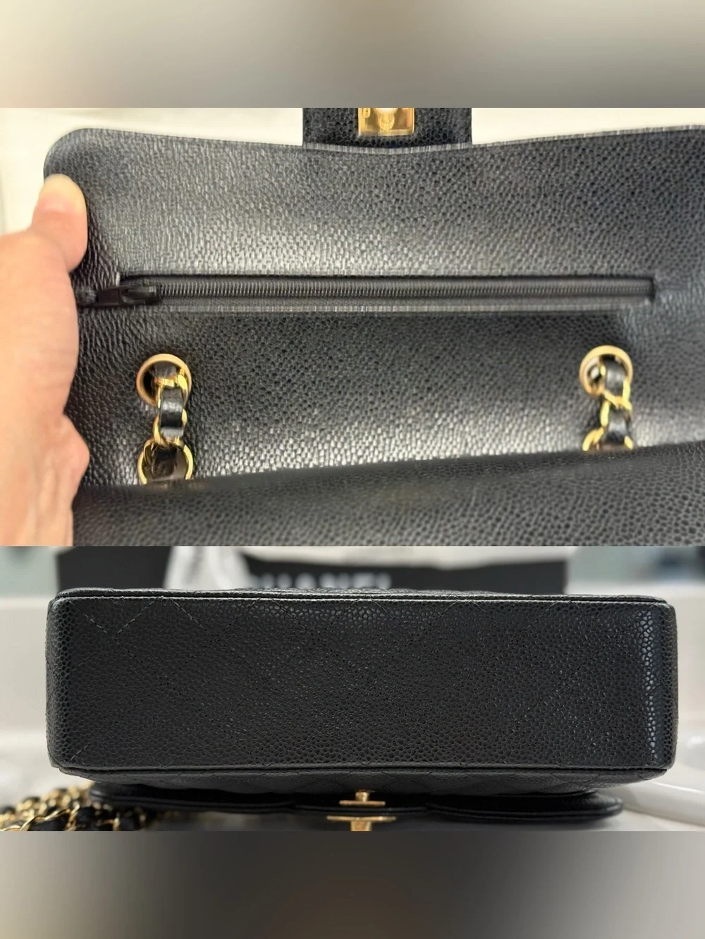 CHANEL Classic double flap  Caviar Leather Small